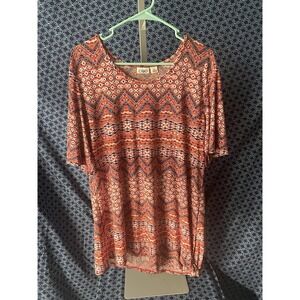 Cato Women's Multicolor Blouse With Front Bottom Side Tie Size XL